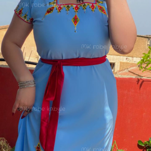 Robe kabyle - Broderie carrée - Bleu