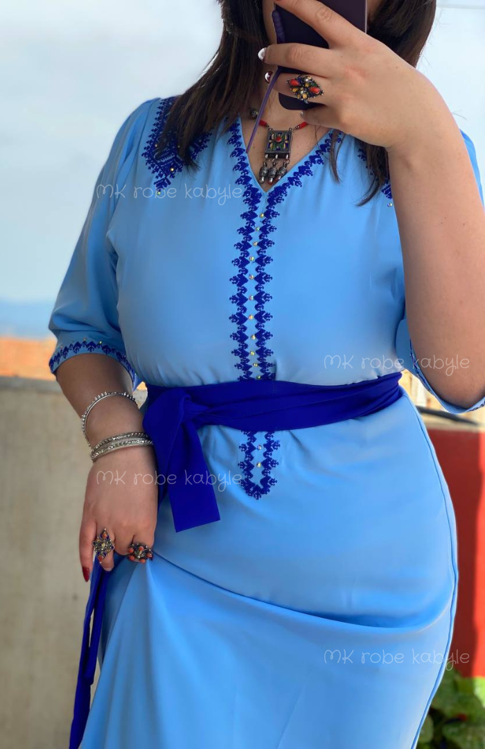 Robe kabyle – Broderie simple - Bleu