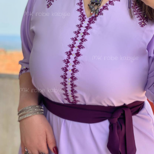 Robe kabyle – Broderie simple - Mauve