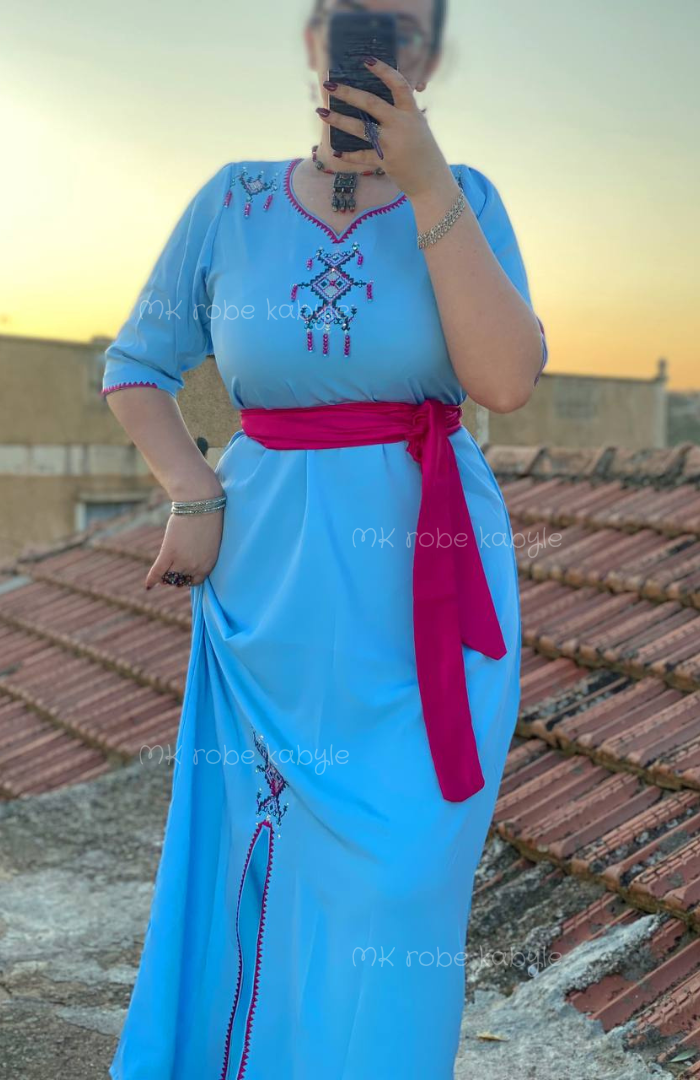 Robe kabyle - modèle Cylia - bleu