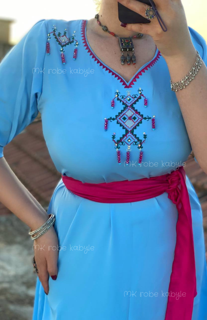 Robe kabyle - modèle Cylia - bleu – Image 3