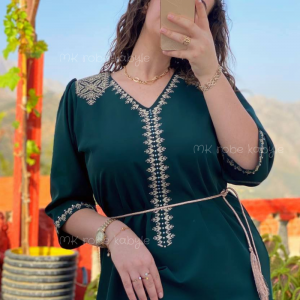 Robe kabyle - Broderie simple - Vert bouteille